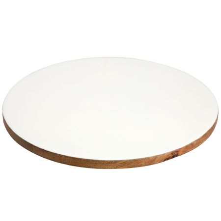 Gibson Home 14 Inch Wood Lazy Susan Serving Board in White
